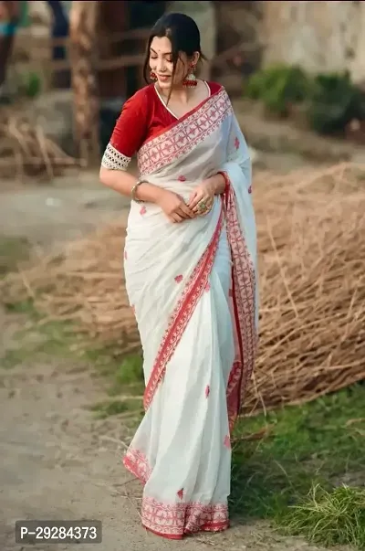 Handloom Khadi Cotton  Saree With Running Blouse Piece