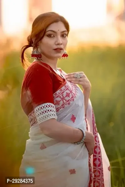 Handloom Khadi Cotton  Saree With Running Blouse Piece