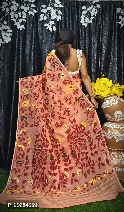 Handloom Cotton Silk Jamdani Saree Without Blouse Piece