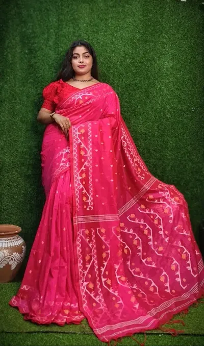 Elegant Khadi Cotton Saree with Blouse piece 