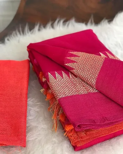 New In Khadi Cotton Saree with Blouse piece 