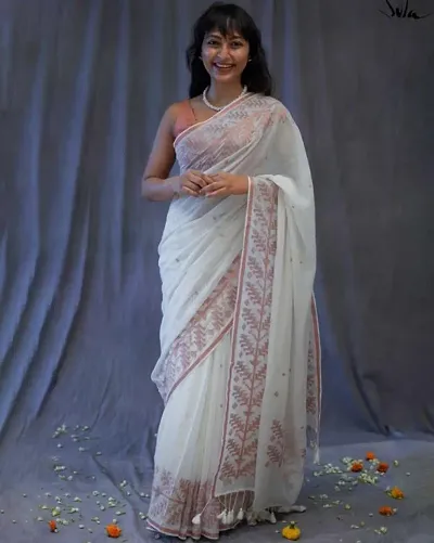 Attractive Khadi Cotton Saree with Blouse piece 