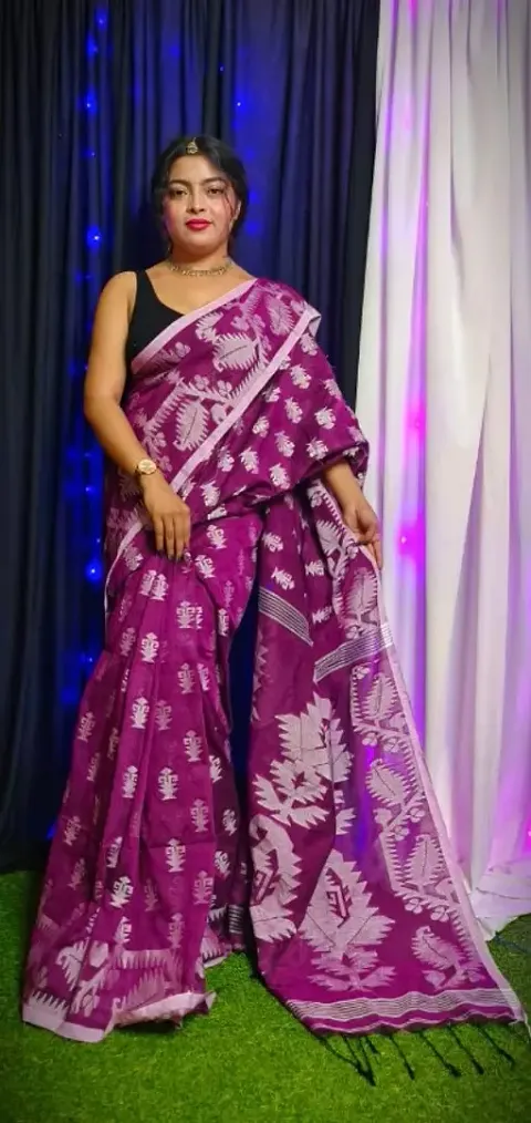 Elegant Khadi Cotton Saree with Blouse piece 