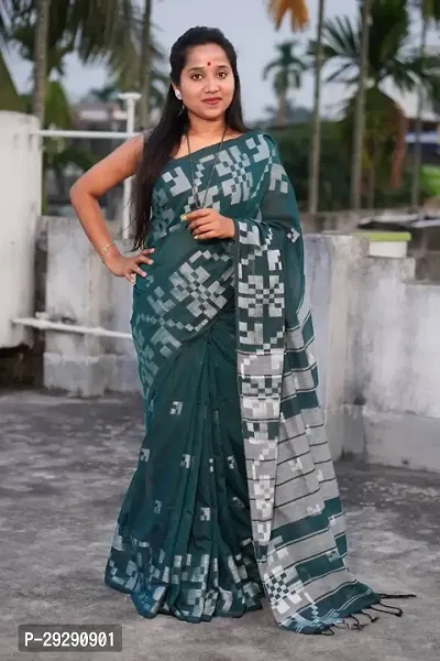 HANDLOOM KHADI COTTON JAMDANI SAREE WITH RUNNING BLOUSE PIECE