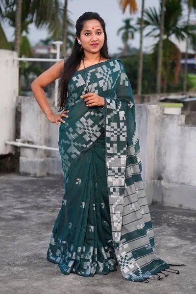 Elegant Khadi Cotton Saree with Blouse piece 