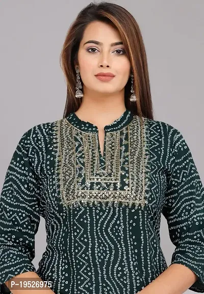 KHANAK Collection Women's Rayon Embroidery Kurti for Women Without Pant (Medium, Green)-thumb4
