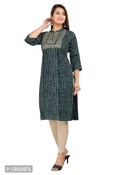 KHANAK Collection Women's Rayon Embroidery Kurti for Women Without Pant (Medium, Green)-thumb0