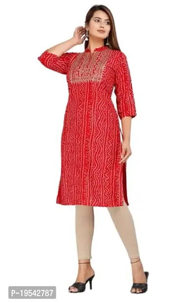 KHANAK Collection Women's Rayon Embroidery Kurti for Women Without Pant (XX-Large, Red)