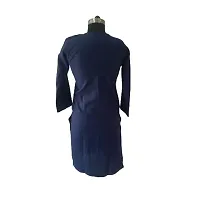 Lucknowi Chikankari Cotton Machine Work Long Kurti Dark Blue-thumb1