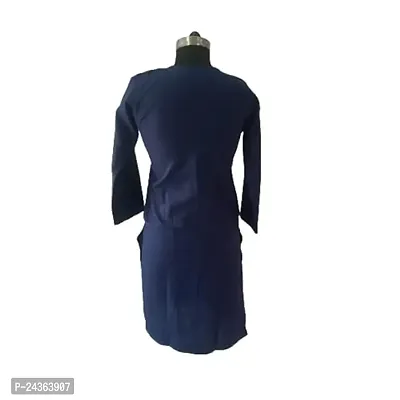 Lucknowi Chikankari Cotton Machine Work Long Kurti Dark Blue-thumb2