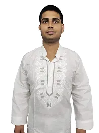 FZ Creations Lucknowi Chikan Men Cotton Kurta with Pyjama-thumb1