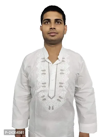 FZ Creations Lucknowi Chikan Men Cotton Kurta with Pyjama-thumb2