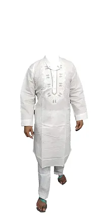FZ Creations Lucknowi Chikan Men Cotton Kurta with Pyjama