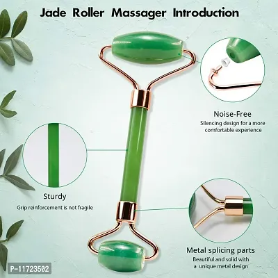 Techpro Natural Jade Double Sided Face Roller & Gua Sha Scraping Facial Massager Massage Stone Beauty Tool for Face Neck Toning, Firming & Serum Application-thumb3