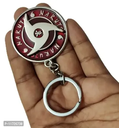 Techpro Naruto Anime Red Uchiha Sharingan Design Revolving Logo Keychain for Bike & Car-thumb4