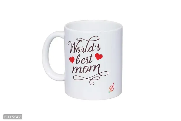 Alexus World's Best Mom Ceramic Coffee Mug Slogan Quote Printed Ceramic Coffee & Tea Mug, Cup Best Gifts for Wedding/Anniversary/Couple/Marriage/Birthday/Return Gift -(350 ML) - White-thumb2