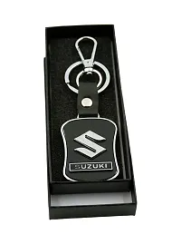 Techpro Imported Leather Key Chain/Key Ring with Chrome Car Logo-thumb3