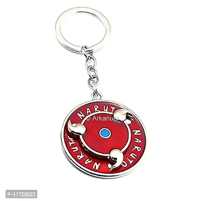 Techpro Naruto Anime Red Uchiha Sharingan Design Revolving Logo Key chain-thumb3