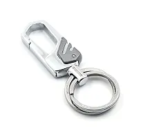 Techpro Antique Hook Locking Silver Metal Key Ring Key Chain for Bike Car Keychain Holder for Bikes Car Keychains & for Gift Silver M-8006-thumb1