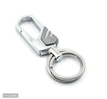 Techpro Antique Hook Locking Silver Metal Key Ring Key Chain for Bike Car Keychain Holder for Bikes Car Keychains & for Gift Silver M-8006-thumb2