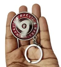 Techpro Naruto Anime Red Uchiha Sharingan Design Revolving Logo Keychain for Bike & Car-thumb3