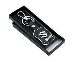 Techpro Imported Leather Key Chain/Key Ring with Chrome Car Logo-thumb4