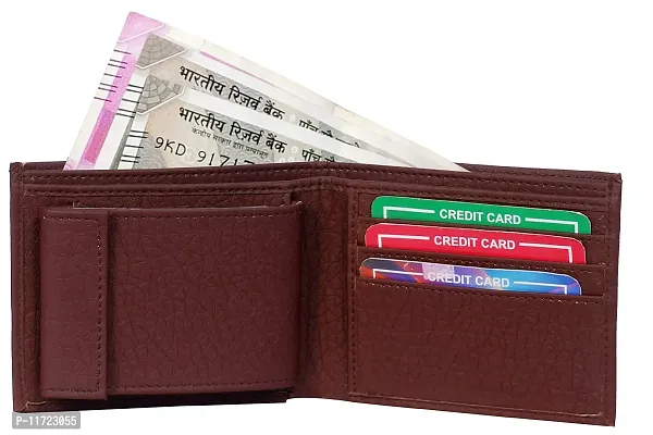 Men Brown Genuine Leather Wallet (8 Card Slots)-thumb2