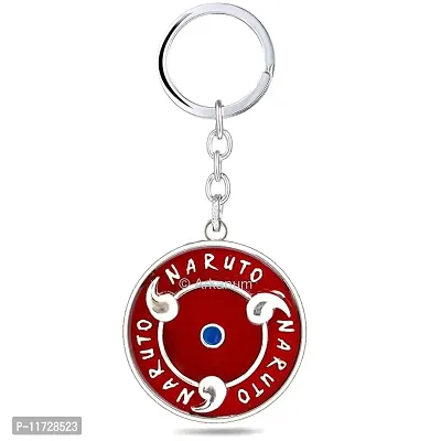 Techpro Naruto Anime Red Uchiha Sharingan Design Revolving Logo Key chain-thumb4
