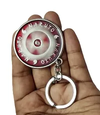 Techpro Naruto Anime Red Uchiha Sharingan Design Revolving Logo Keychain for Bike & Car-thumb4