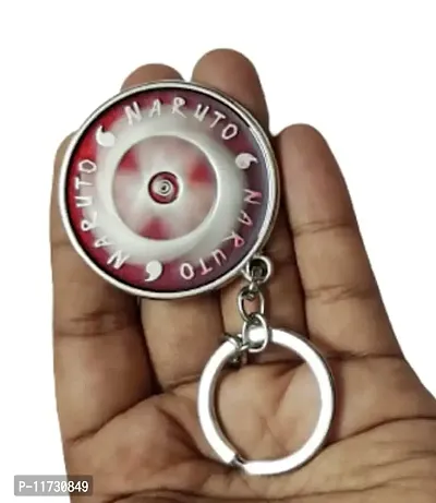 Techpro Naruto Anime Red Uchiha Sharingan Design Revolving Logo Keychain for Bike & Car-thumb5