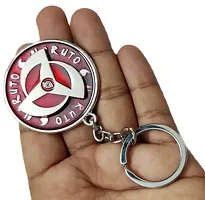 Techpro Naruto Anime Red Uchiha Sharingan Design Revolving Logo Keychain for Bike & Car-thumb2
