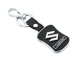 Techpro Imported Leather Key Chain/Key Ring with Chrome Car Logo-thumb1