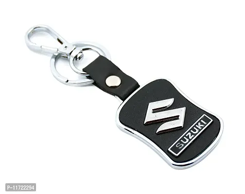 Techpro Imported Leather Key Chain/Key Ring with Chrome Car Logo-thumb2