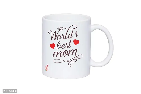 Alexus World's Best Mom Ceramic Coffee Mug Slogan Quote Printed Ceramic Coffee & Tea Mug, Cup Best Gifts for Wedding/Anniversary/Couple/Marriage/Birthday/Return Gift -(350 ML) - White