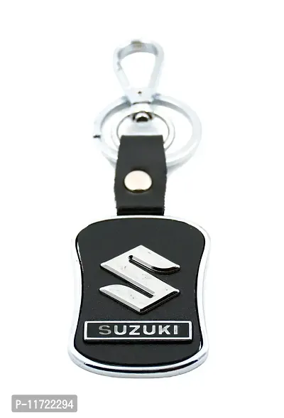 Techpro Imported Leather Key Chain/Key Ring with Chrome Car Logo-thumb0