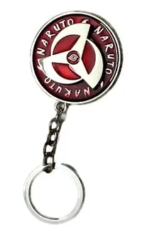 Techpro Naruto Anime Red Uchiha Sharingan Design Revolving Logo Keychain for Bike & Car-thumb1