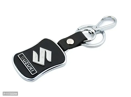 Techpro Imported Leather Key Chain/Key Ring with Chrome Car Logo-thumb3