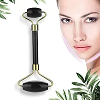 Techpro Double Sided Face Roller Natural Jade Facial Massager Massage Stone Beauty Tool for Face Neck Toning, Firming & Serum Application-thumb1