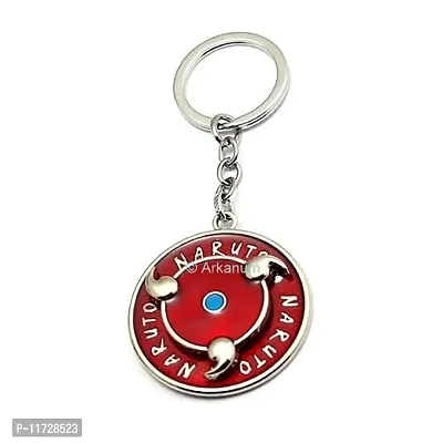 Techpro Naruto Anime Red Uchiha Sharingan Design Revolving Logo Key chain-thumb2