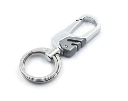 Techpro Antique Hook Locking Silver Metal Key Ring Key Chain for Bike Car Keychain Holder for Bikes Car Keychains & for Gift Silver M-8006-thumb2