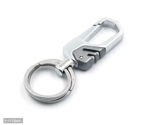 Techpro Antique Hook Locking Silver Metal Key Ring Key Chain for Bike Car Keychain Holder for Bikes Car Keychains & for Gift Silver M-8006-thumb3