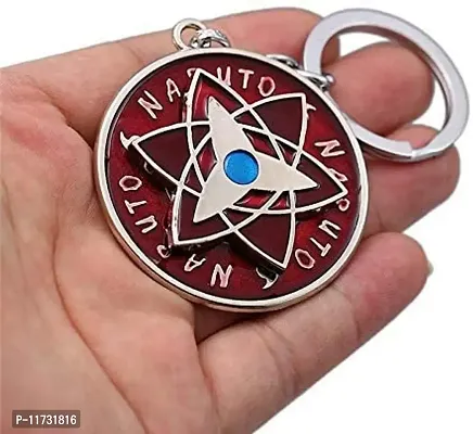 Techpro Naruto Anime Red Uchiha Sharingan Design Revolving Logo Keychain for Bike & Car-thumb4