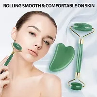 Techpro Natural Jade Double Sided Face Roller & Gua Sha Scraping Facial Massager Massage Stone Beauty Tool for Face Neck Toning, Firming & Serum Application-thumb4