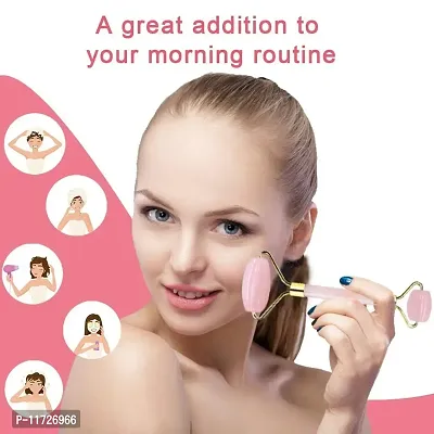 Techpro Rose Quartz Roller and Gua Sha - for Face, Facial Roller Massager - Anti Aging Rose Quartz Roller for Face and Dark Circles Under Eye-thumb5