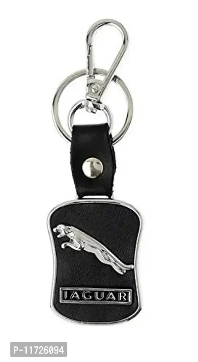 Techpro Imported Leather Jaguar Key Chain/Key Ring with Chrome Car Logo