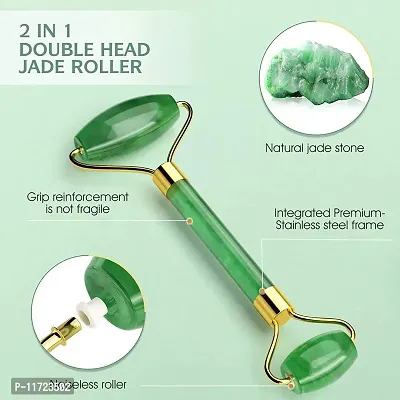 Techpro Natural Jade Double Sided Face Roller & Gua Sha Scraping Facial Massager Massage Stone Beauty Tool for Face Neck Toning, Firming & Serum Application-thumb4