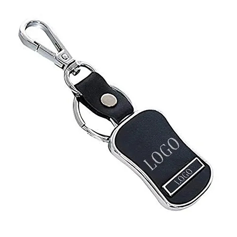 Techpro Leather Chrome Key Chain Key Ring Compatible Scooter & Bikes