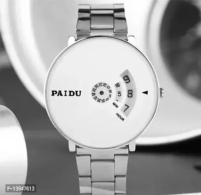 Stylish White Synthetic Leather Analog Watches For Men-thumb0