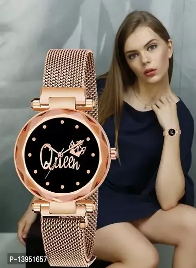 Stylish Golden Metal Analog Watches For Women-thumb0