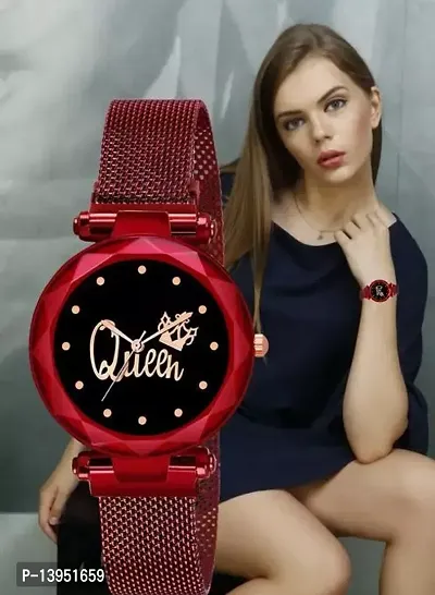 Stylish Maroon Metal Analog Watches For Women-thumb0